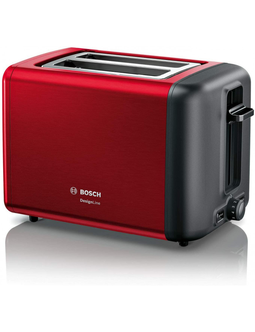 Bosch TAT3P424DE Kompakt Toaster, DesignLine, Edelstahl rot