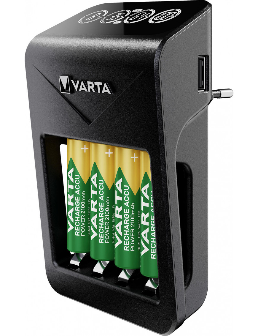 VARTA AG VARTA LCD Plug Charger + inkl. 4x Akku Mignon AA (2